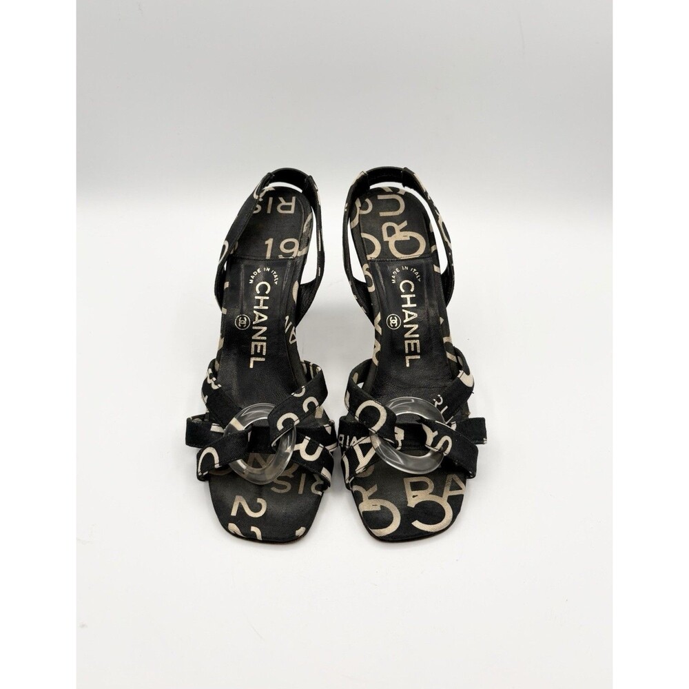 Chanel Black & White Rue Cambon Canvas Slingback Mules Vintage Y2K Size EU 36 - Picture 2 of 12